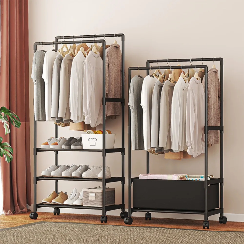 Coat Rack Double Pole Multi-layer Storage Easy To Install Hall Furniture Bedroom Storage Shelves Shoe And Coat Rack For Entryway