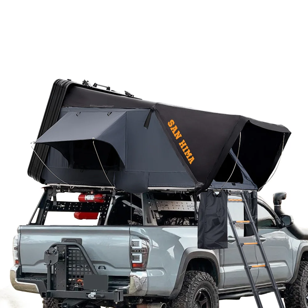 

SAN HIMA 4 Person Aluminum Clamshell Hard Shell Roof Top Tent Car Hardshell Rooftop Tent RTT for 4x4 Offroad Camping