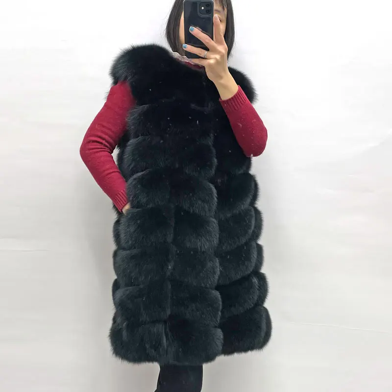 Real Fur Vest Women's Winter Warm Natural Fox Fur Vest Thickened Cold-Proof Coat Support One Piece Of Customization QD.YISHANG