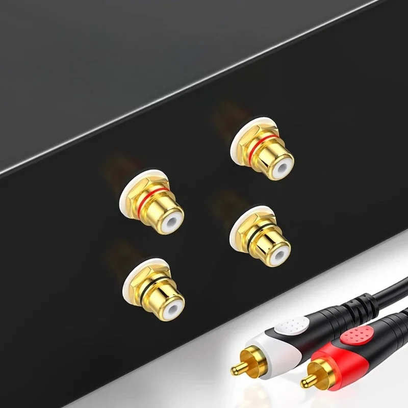 2/4PCS RCA Female Socket Lotus Connector Chassis Panel Mount Adapter Audio Terminal Plug 3.5mm AV Plug Gold Plated RCA Connector