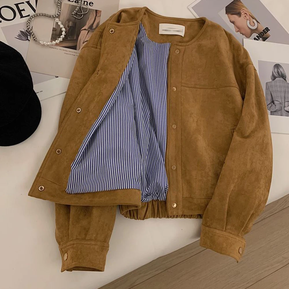 

Deerskin fleece short coat women's Korean foreign style fashion small jacket top autumn new high-end versatile