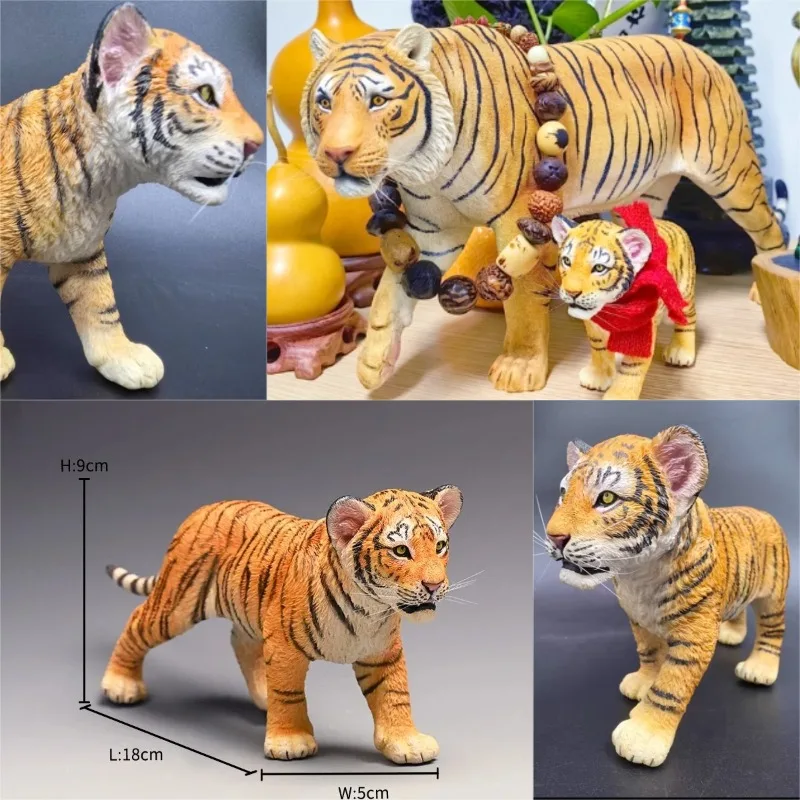 JXK 1/6 Scale Simulation Lovely Little Tiger Handmade Resin Animal Model Fit 12inch Toys Scene Desktop Decoration Collect