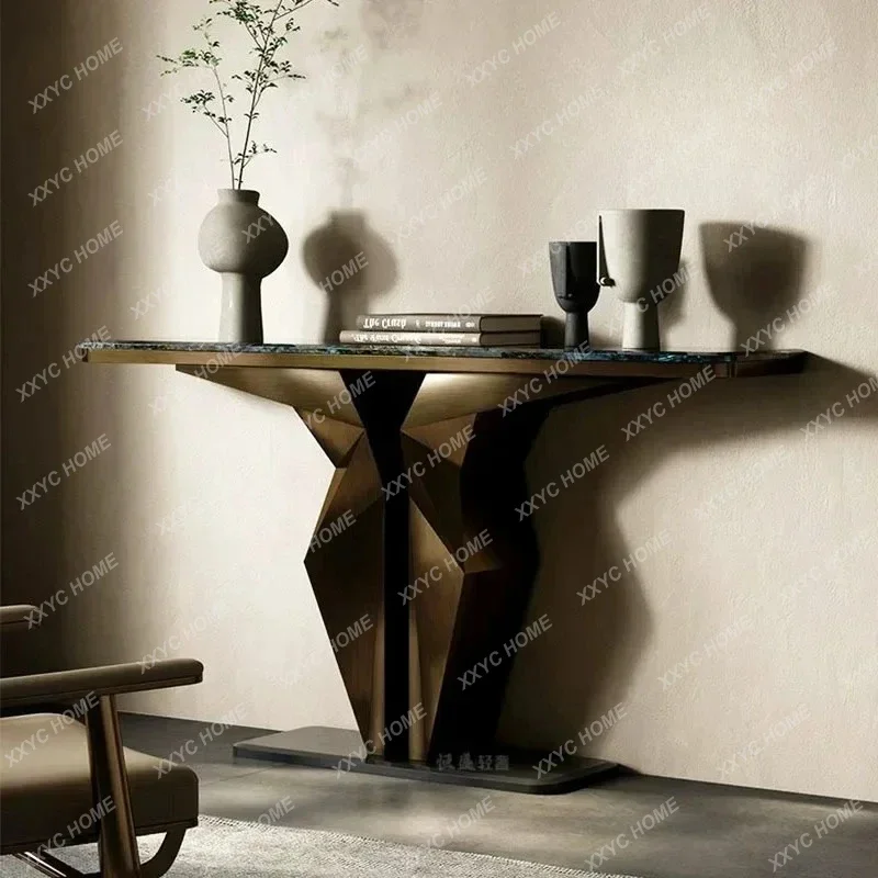 

JJN Легкая роскошная входная платформа, современная простая входная высококачественная черная титановая платформа из нержавеющей стали для гостиной, мраморная торцевая платформа