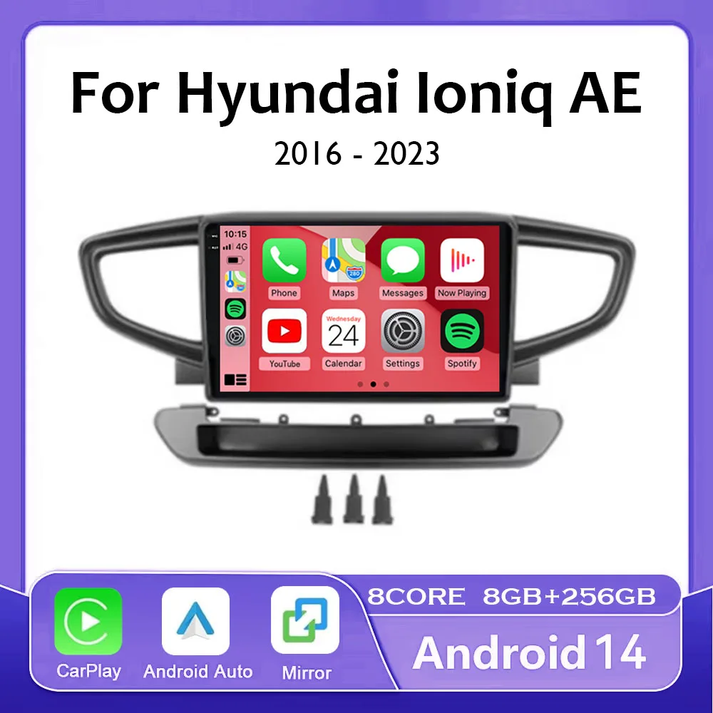 

Автомагнитола Carplay для Hyundai Ioniq AE 2016 2017 2018 2019 2020 2021-2023, Android 14, мультимедийный видеоплеер, стерео GPS DSP