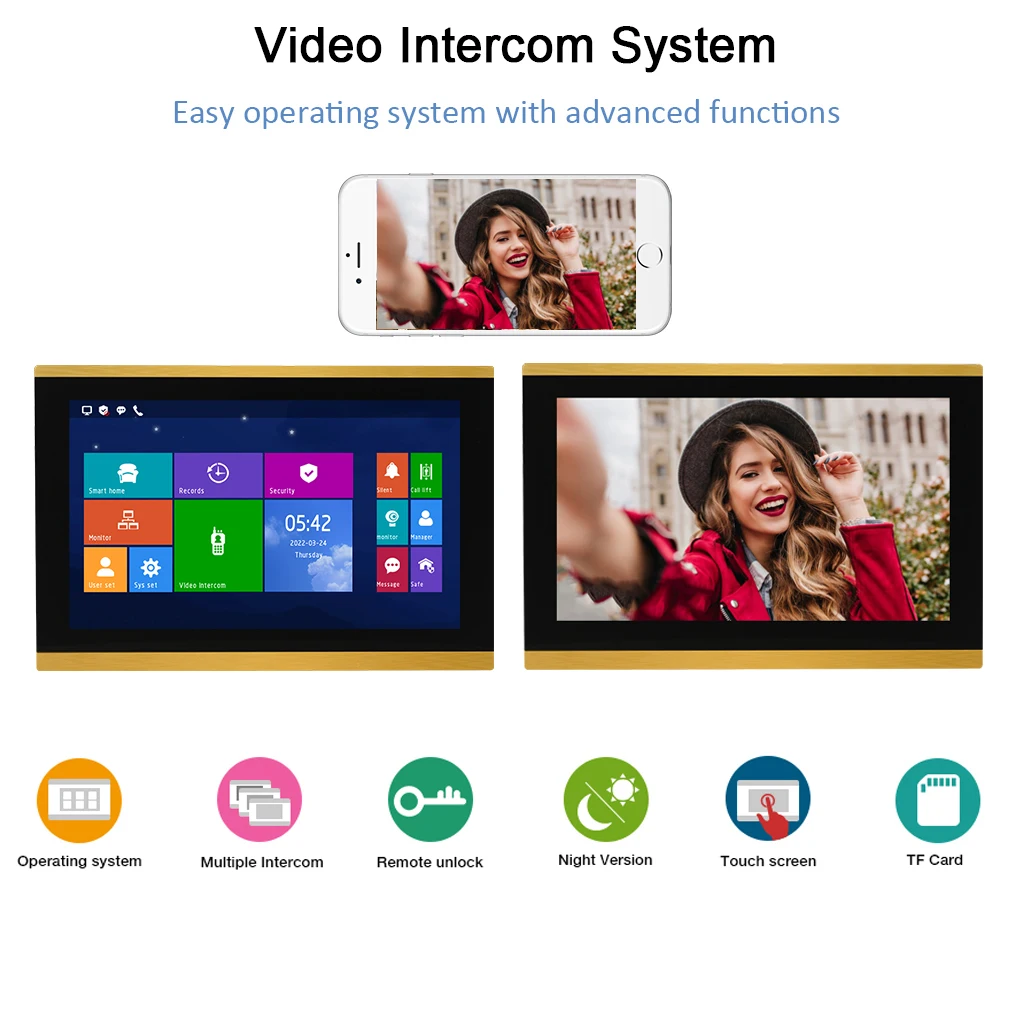 VIDEW 10.1 Inch Multiunit 6 Flat Smart Wifi Video Doorphone Touch Sreen Android Video Door Bell Building Intercom System