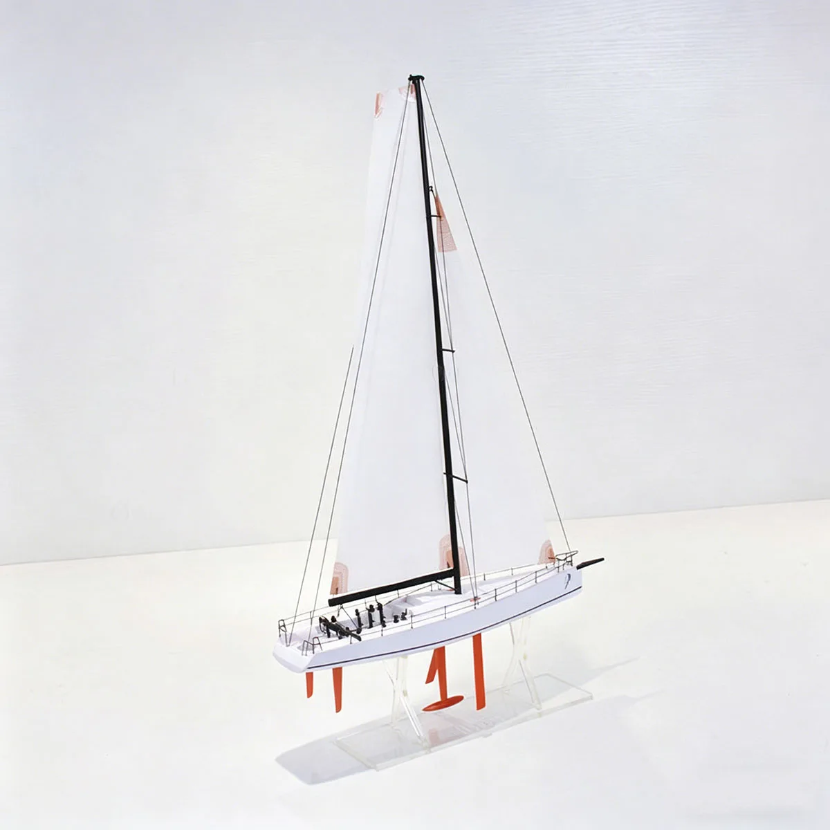 30cm ABS Material OPEN 70 Sailboat Model with Crystal Base Exquisite Packaging Sailboat Static Model Finished Ship Toy Ornament