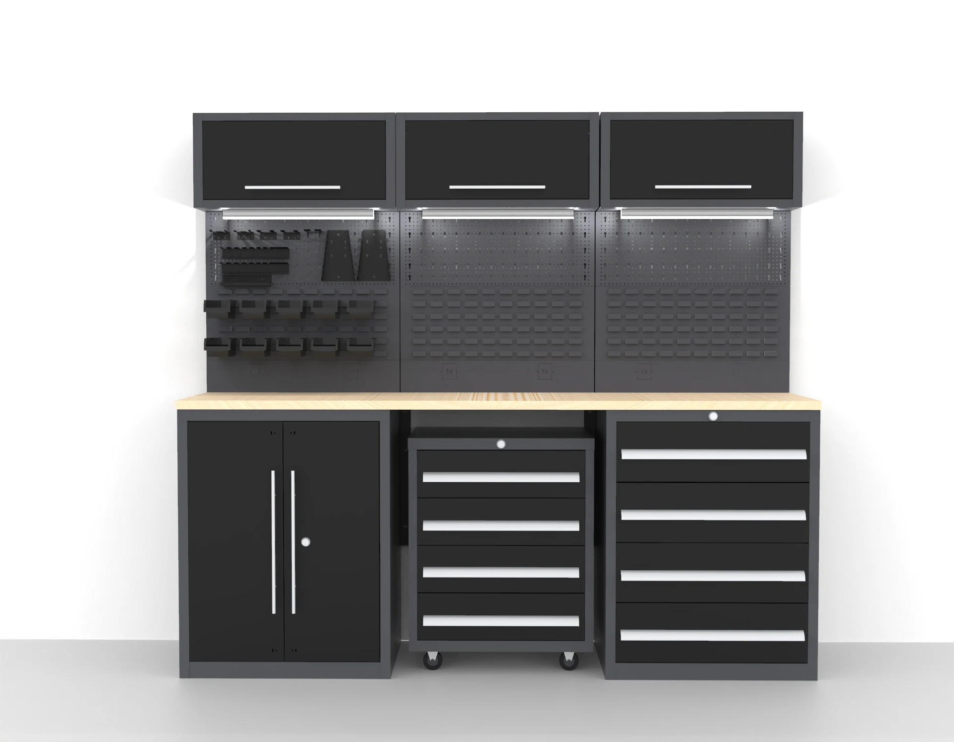 

Двухдверный высококачественный стальной шкаф с выдвижными ящиками и настенными шкафами - специально предназначенный для хранения мастерских и заводских инструментов