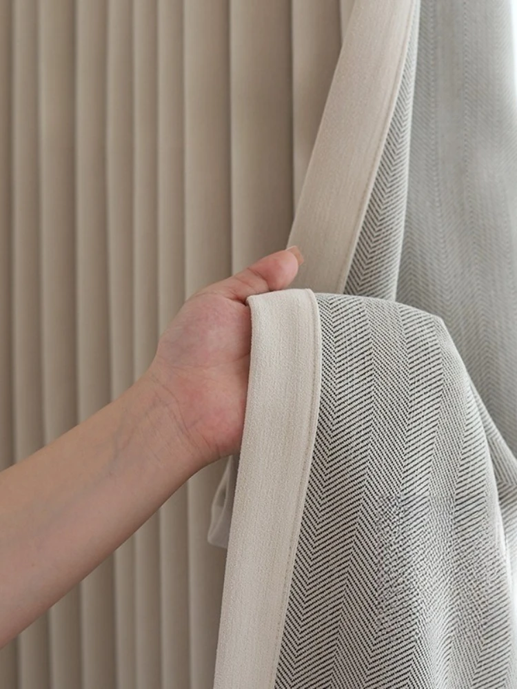 Franse crèmekleurige dubbelzijdige chenille superzachte wolk fluwelen gordijnen voor woonkamer slaapkamer eetkamer verduisterend modern decor - afbeelding 2