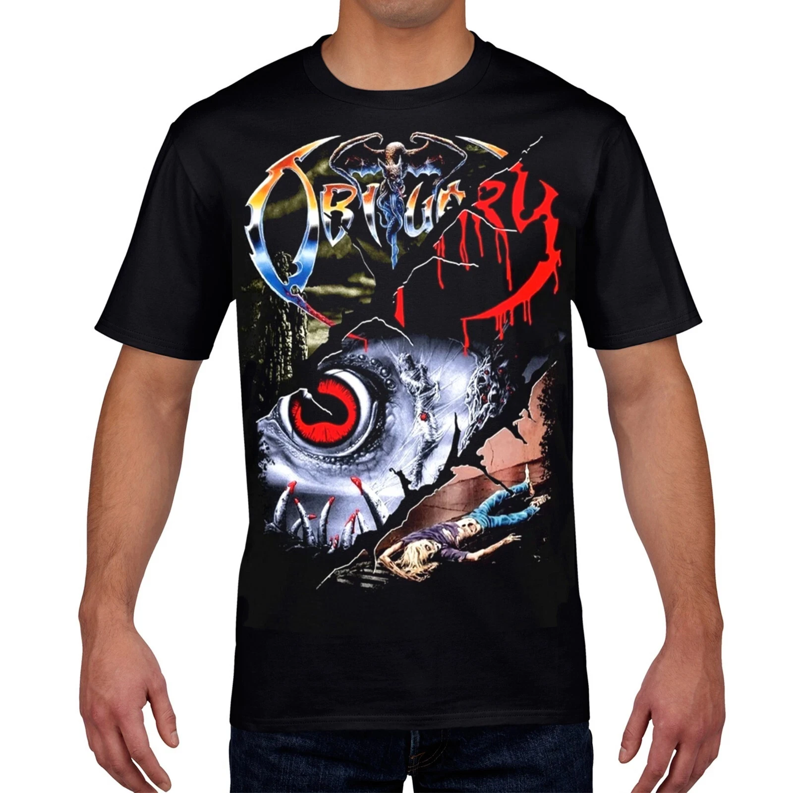 

American Hip Hop T-Shirt Men Women Death Metal Band Obituary Streetwear Short Sleeve Y2k Oversized Vintage Heavy Cotton Clothing