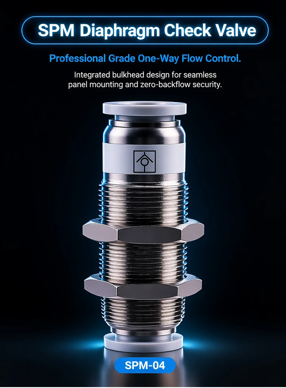 1PCS Pneumatic One-way Through Panel Non Return Check Valve SPM 4mm 6mm 8mm 10mm 12mm Push In Quick Connect Air Hose Fitting T&I Online Store