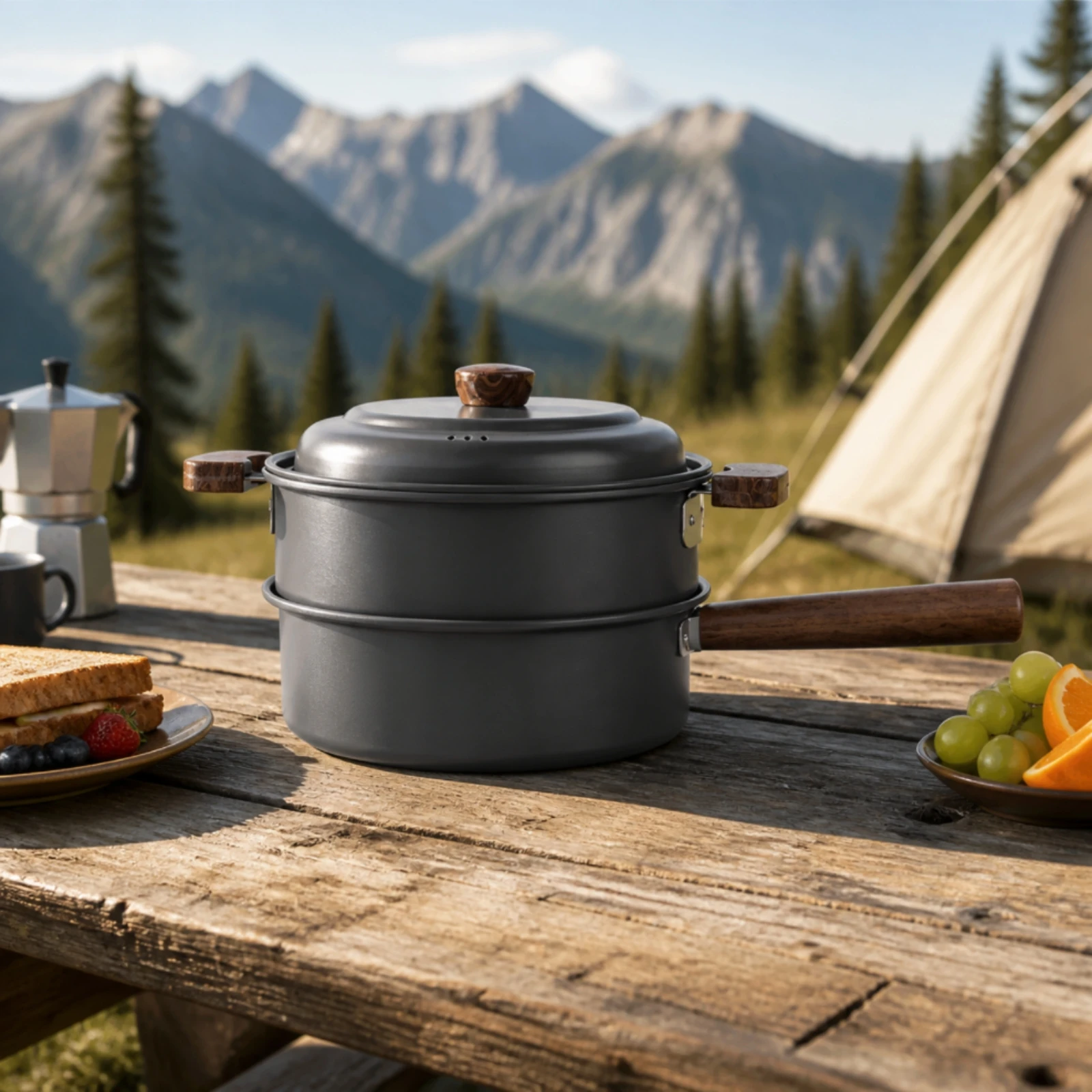 Panela de camping de dois níve - Camping Cooking Pot Set avaliação e preço