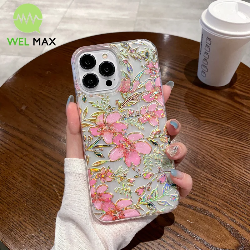 Fashion Mom\'s gift Flower phone case For iPhone 14 13 12 11 Pro Max Fall resistant Shockproof Soft TPU Silicone Protective Cover