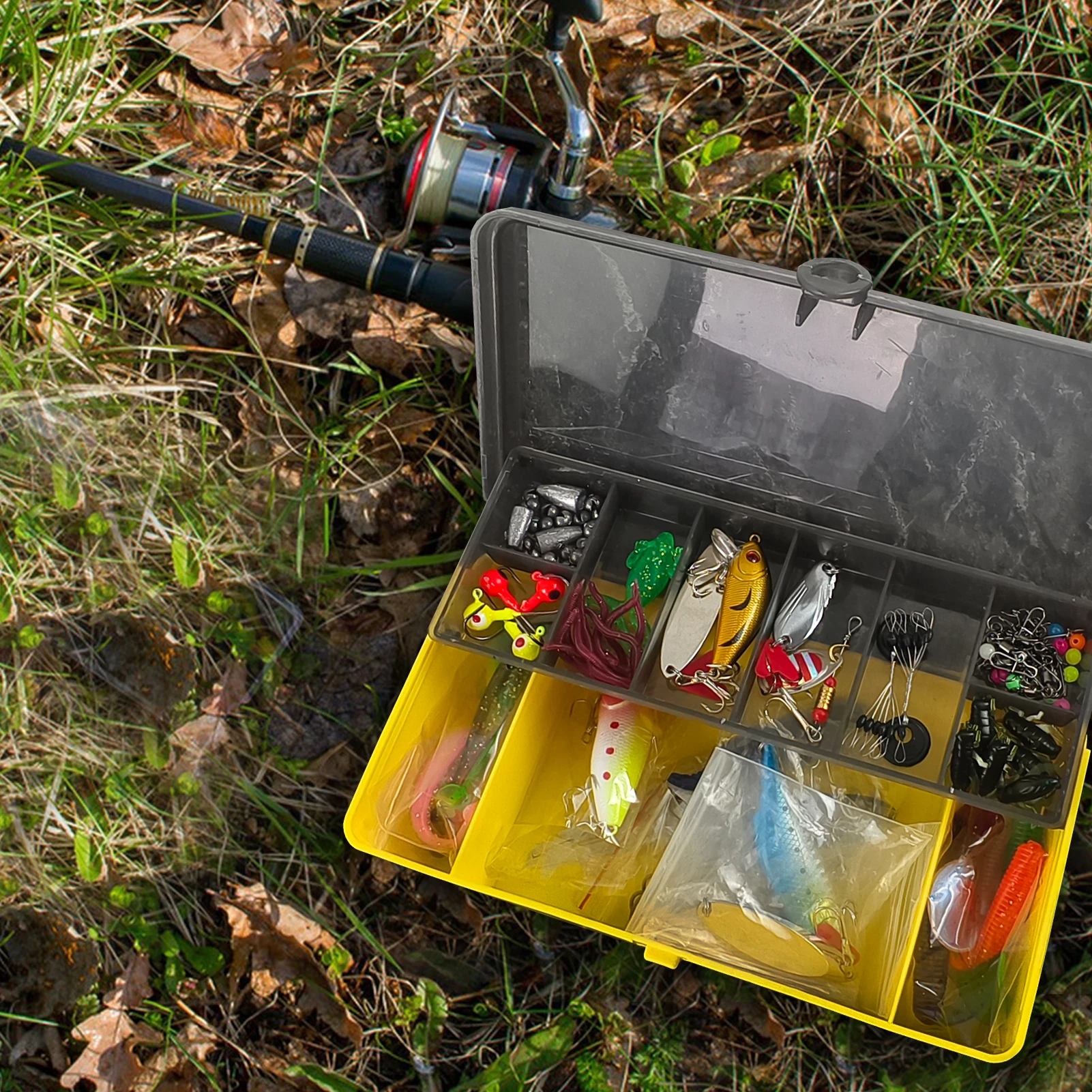 Caja de aparejos Free Fisher con kit de señuelos popper y vinilo - imagen 3