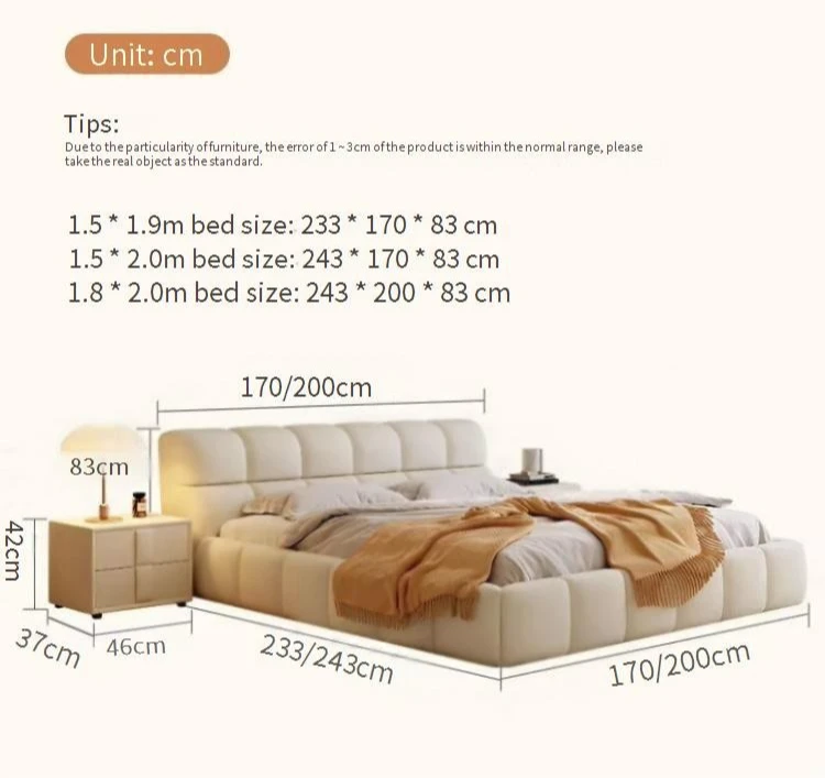 Bedroom modern double bed soft bed frame environmentally friendly and durable solid wood upholstered master bedroom storage bed