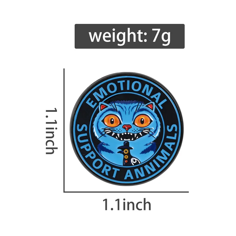 Emotional Support Animals Enamel Pins Cartoon Anime Character Brooches Lapel Badges Blue Tiger Raven Jewelry Gift for Friends