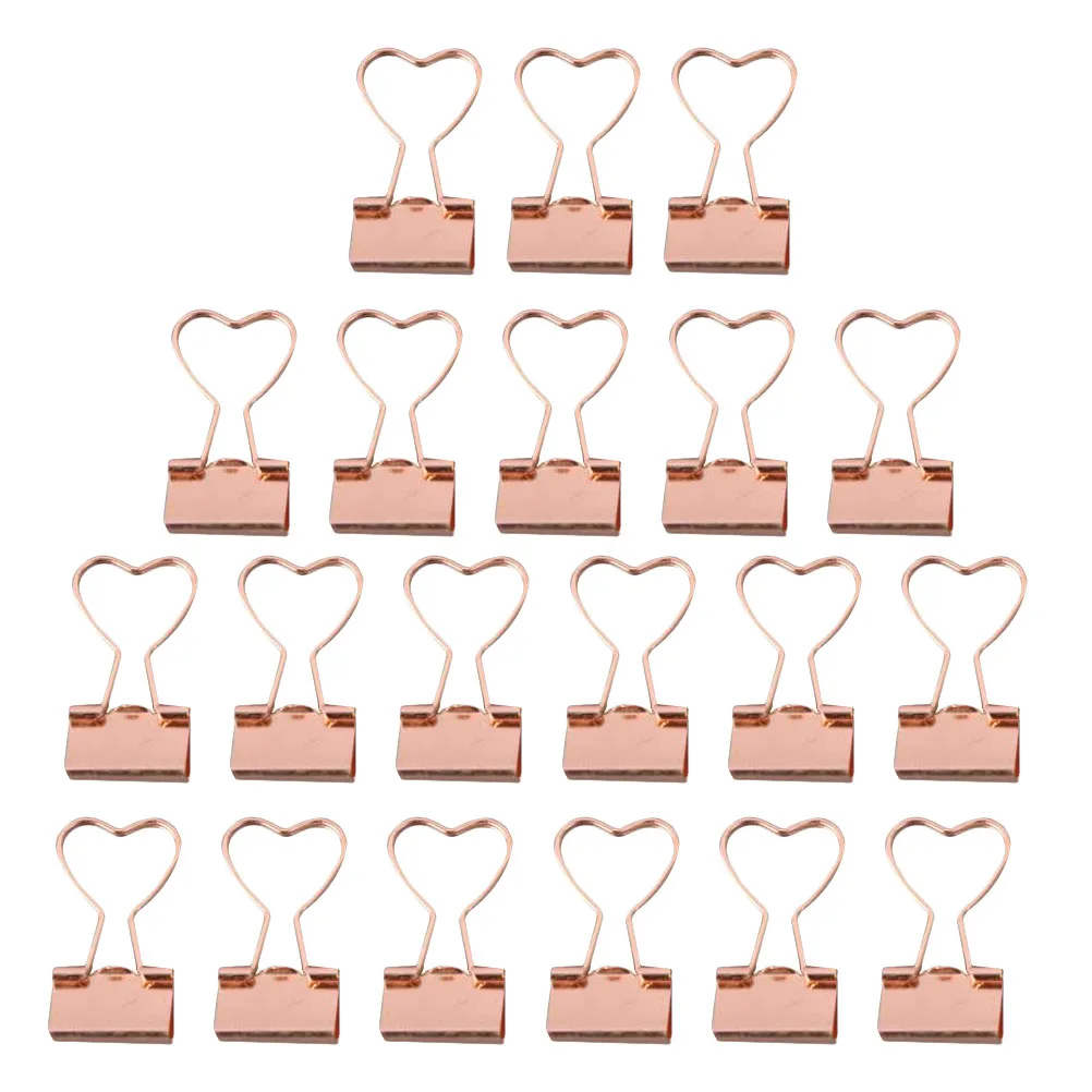 

20 Golden Paper Binder Clips Heart Shaped Metal Paper Binder Office School Supplies Storage ganization Accessories