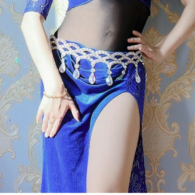 Belly Dance Waist Chain New Versatile Sparkling Practice Performance Waist Cover Oriental Dance Performance Navel Chain