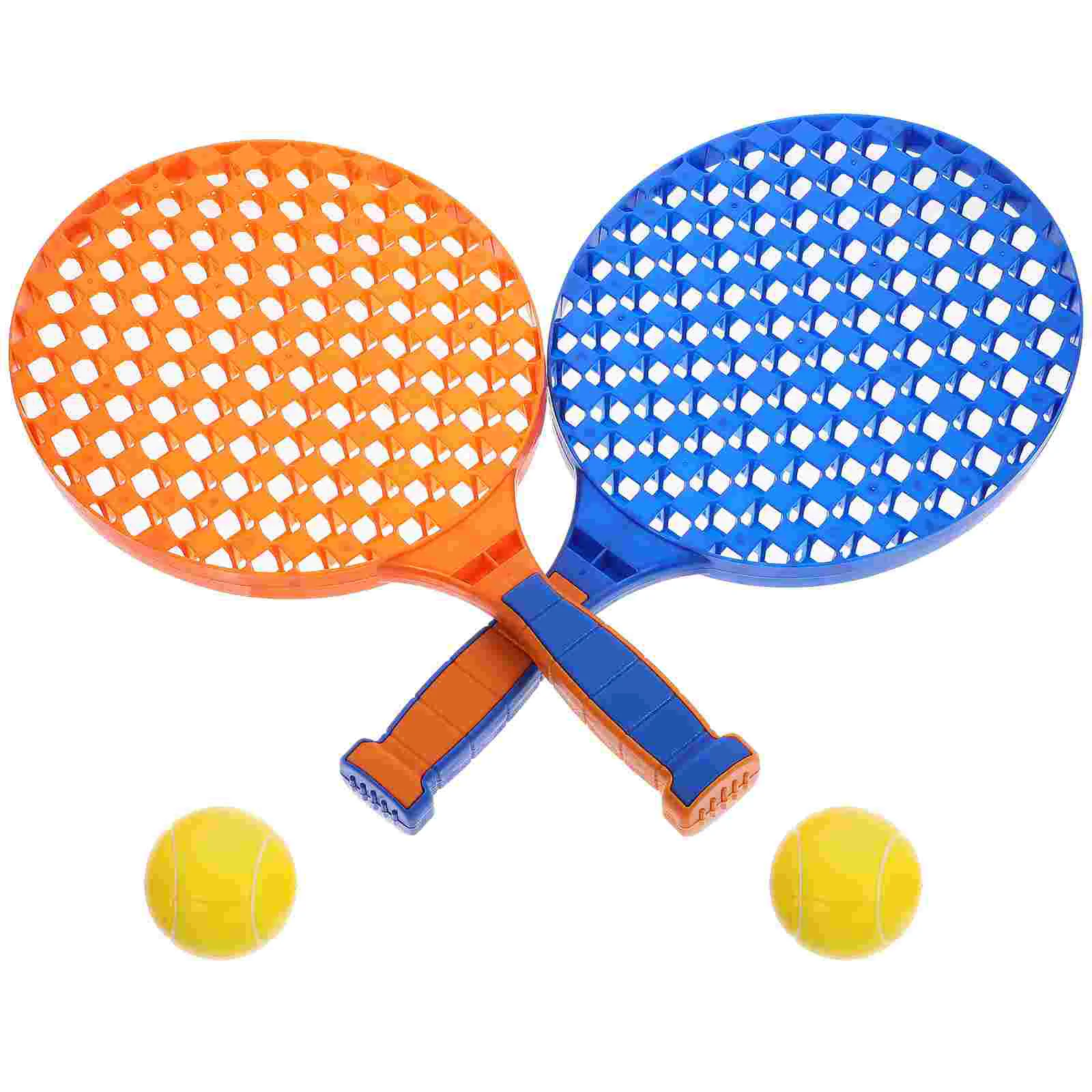 2 Plastic Badminton Rackets Kids Tennis Set Light Portable Anti Skid Handle Sports Toy For Children Outdoor Play Gift