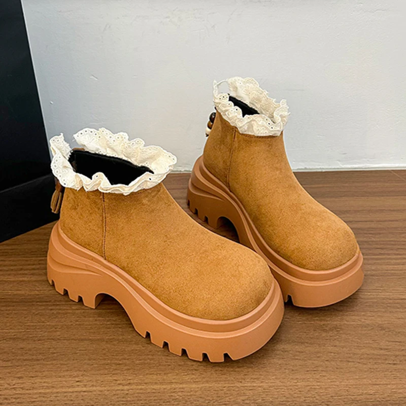 

Platform High Heels Women Boots Chunky Shoes Chelsea Short Boots 2025 Winter Fashion Woman Snow Boots Casual Walking Zapatos