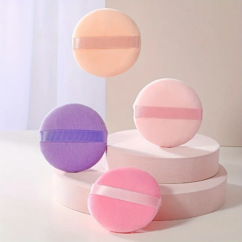 4pcs Flawless Makeup Application with Soft Velvet Powder Puffs - Ideal for BB Cream, Liquid Cream, and Loose Powder