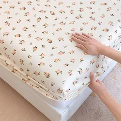 1pc Bedsheet with Elastic Band Pure Cotton Fitted Cover Adults Kids Bed Cover Home Mattress Protector couvre lit (No Pillowcase)