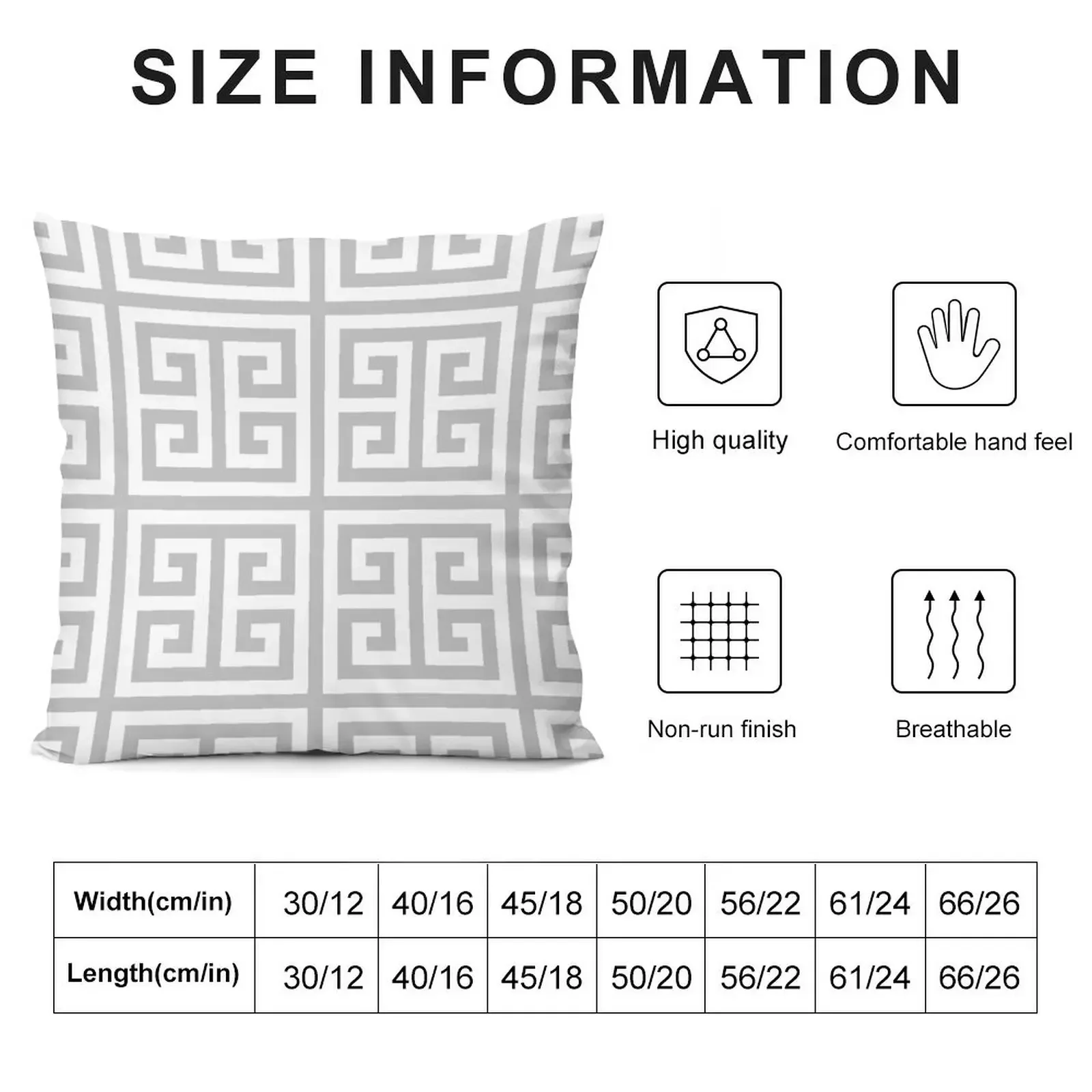 Greek Key Silver Gray And White Pattern Throw Pillow Sofa Cushions Cover Luxury Pillow Cover Anime Luxury Cushion Cover pillow