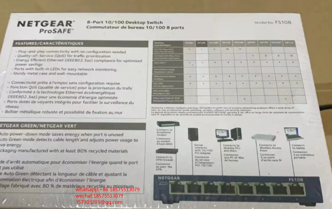 FOR Netgear FS108 8-Port Switch 100 Megabits New 1 PIECE