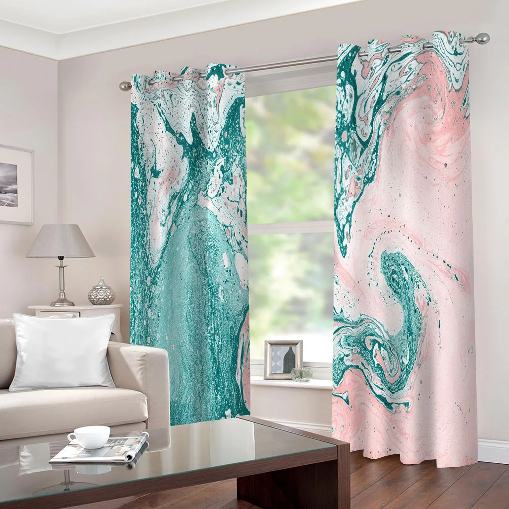 HUANZHUANG Curtain For Children'S Room Abstract Texture Art 3D Cheap Modern Printing Curtain Living Room Bedroom Home Decoration