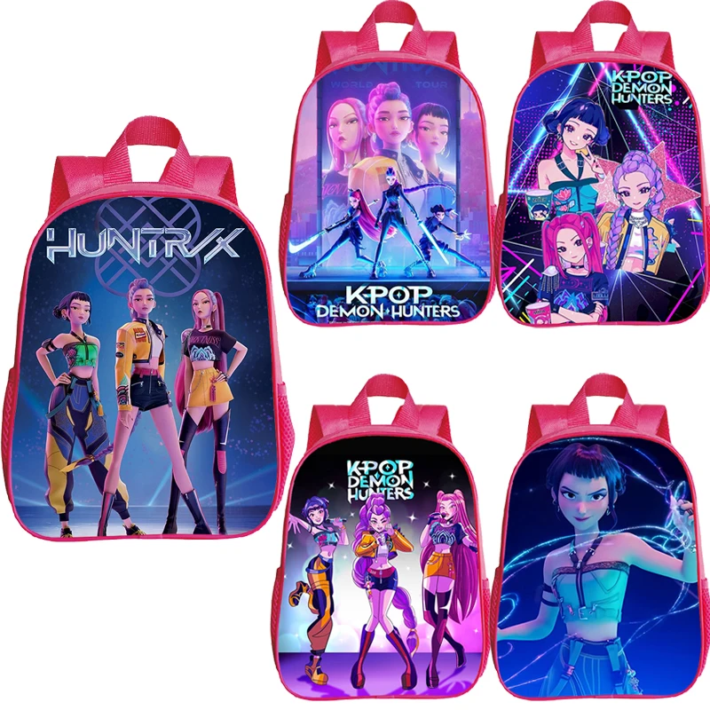 

Huntrix Girls Backpack KPop Demon Hunters School Backpack Kindergarten Toddler Girl Bookbag 12Inch Waterproof Anime Pink Mochila