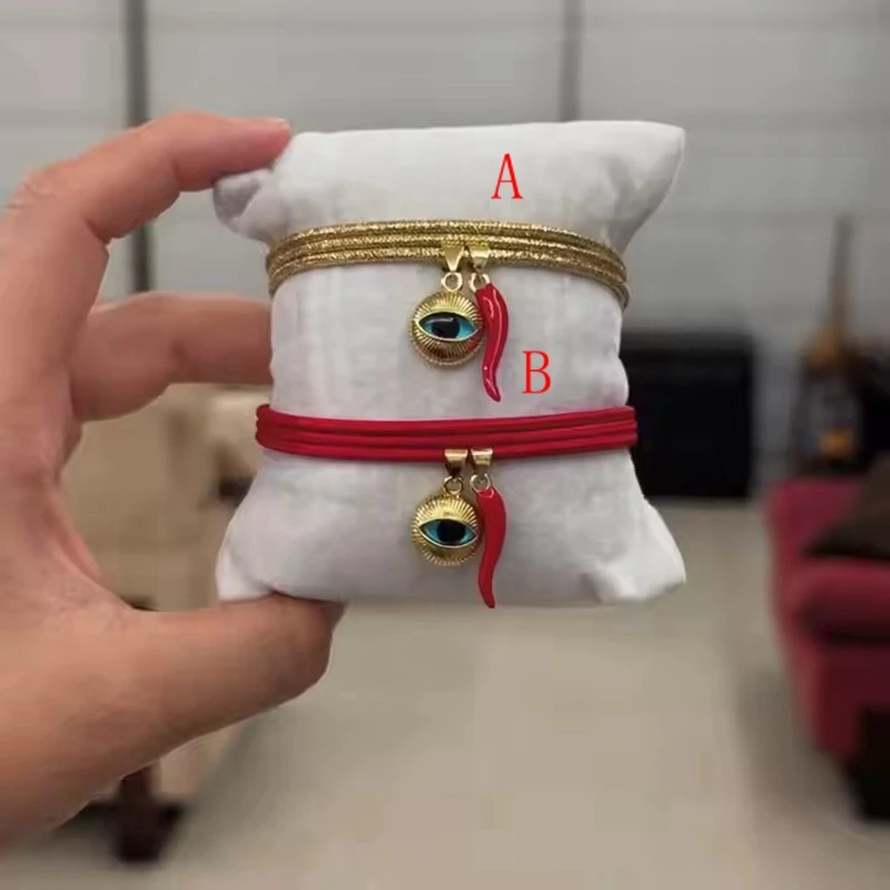 5 قطع مصنوعة يدويًا قابلة للتعديل متعددة الطبقات سوار معصم بتصميم عين تركية وفلفل حار للنساء والرجال إكسسوارات حبل مجوهرات #6