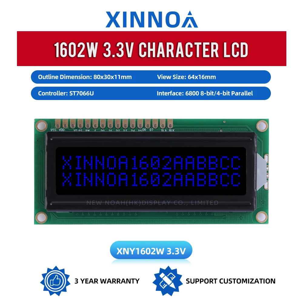 BTN black film Blue 1602W 3.3V LCD Module 02*16 Multiple Word Libraries LCM16* 2 Module 1.6 Inches ST7066U Voltage 5V 3.3V