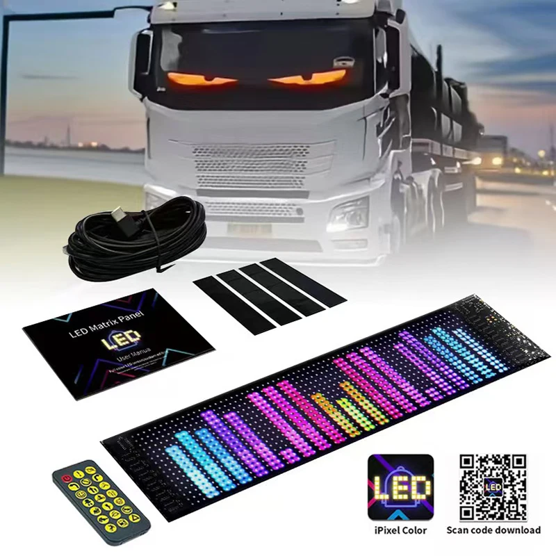 

LED Matrix Pixel Panel USB 5V RGB Car Sign Bluetooth App Control Flexible Addressable Pattern Graffiti Scrolling Text Animation