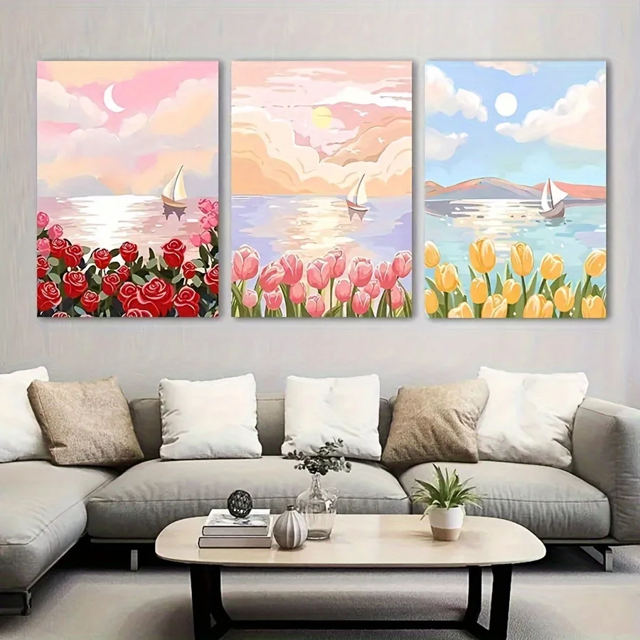 (No frame)Casual Style Water-Resistant Oblong Poster Frames 3-Piece Set, Vertical Orientation, Special Features Wall Art Deco