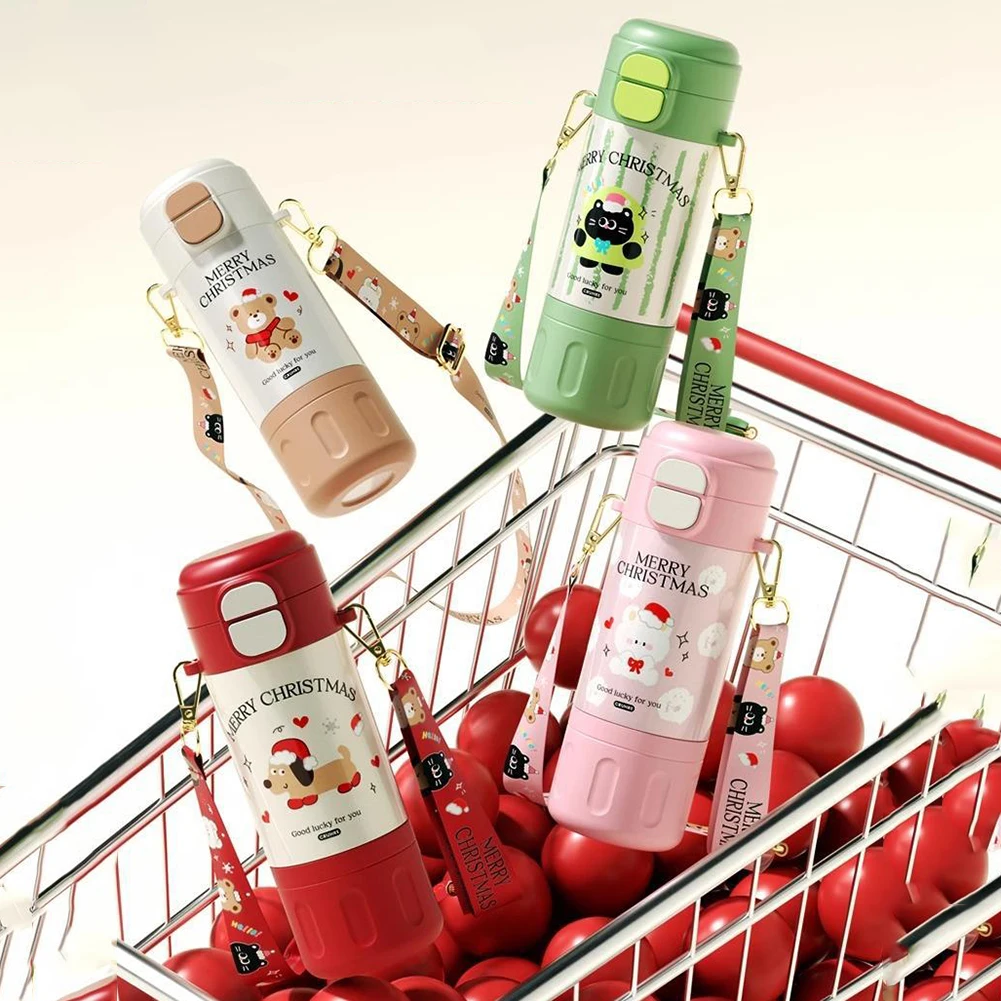 480ml Straw Insulated Water Bottle with Strap Vacuum Insulated Cup 316 Stainless Steel Vacuum Thermal Tumbler for Women Men