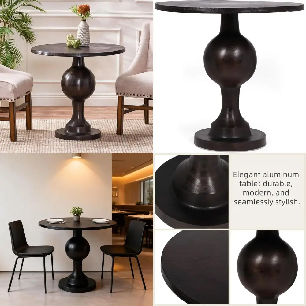 

31" Round Dining Table or 2-4, Circle Kitchen Dinner Table, Century ern Leisure Bistro Table or Kitchen Living Room Aparent Cae
