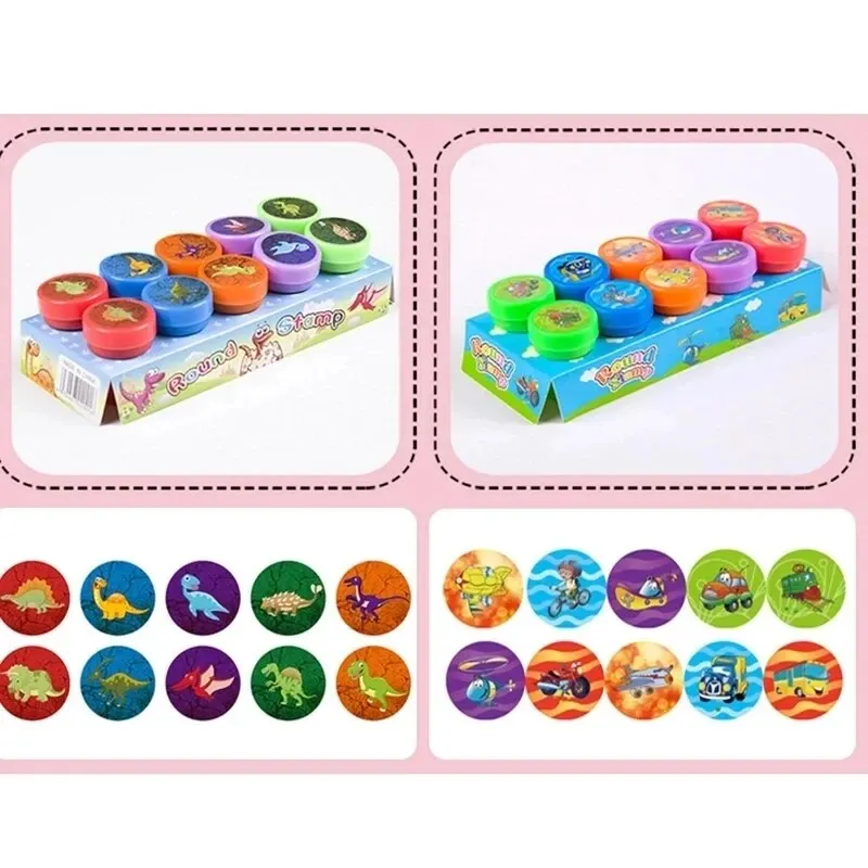 10pcs Assorted Stamps for Kids Self-ink Stamps Children Toy Stamps Smiley Face Seal Scrapbooking DIY Painting Photo Album Decor