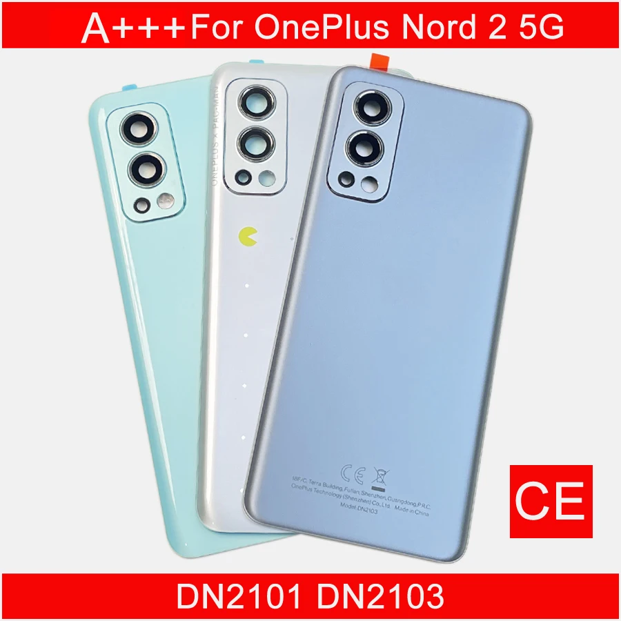 Back Glass Replacement For OnePlus Nord 2 5G DN2101, DN2103 Battery Cover Rear Door Housing Panel Case Camera Lens Parts