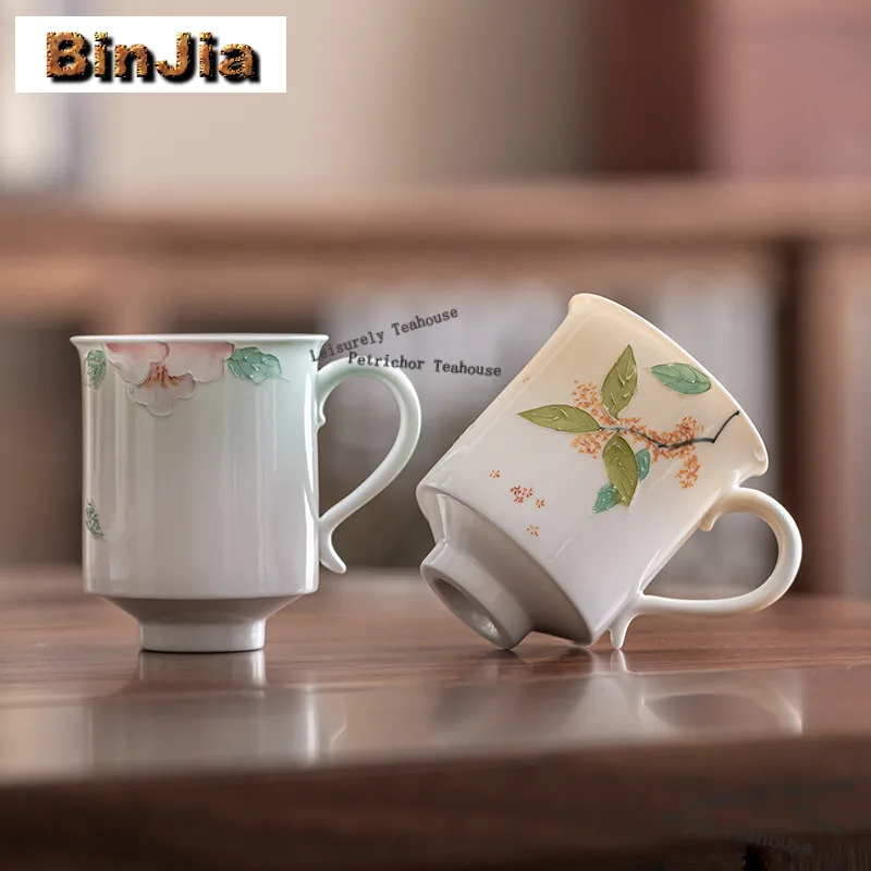 180ml Hand-painted Osmanthus Fragran Teacup Antique Tea Bowl Single Cups Tea-tasting Fragrance Cup Jianzhan Master Cup Drinkware