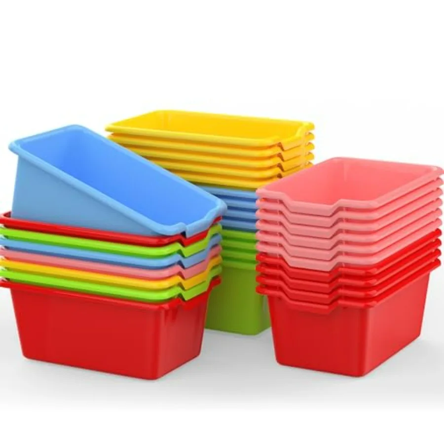 

30 Pcs Small Cubby Bins Plastic Book Bins Classroom Stacking Containers Office Storage Container Desk Organizer Basket for Home
