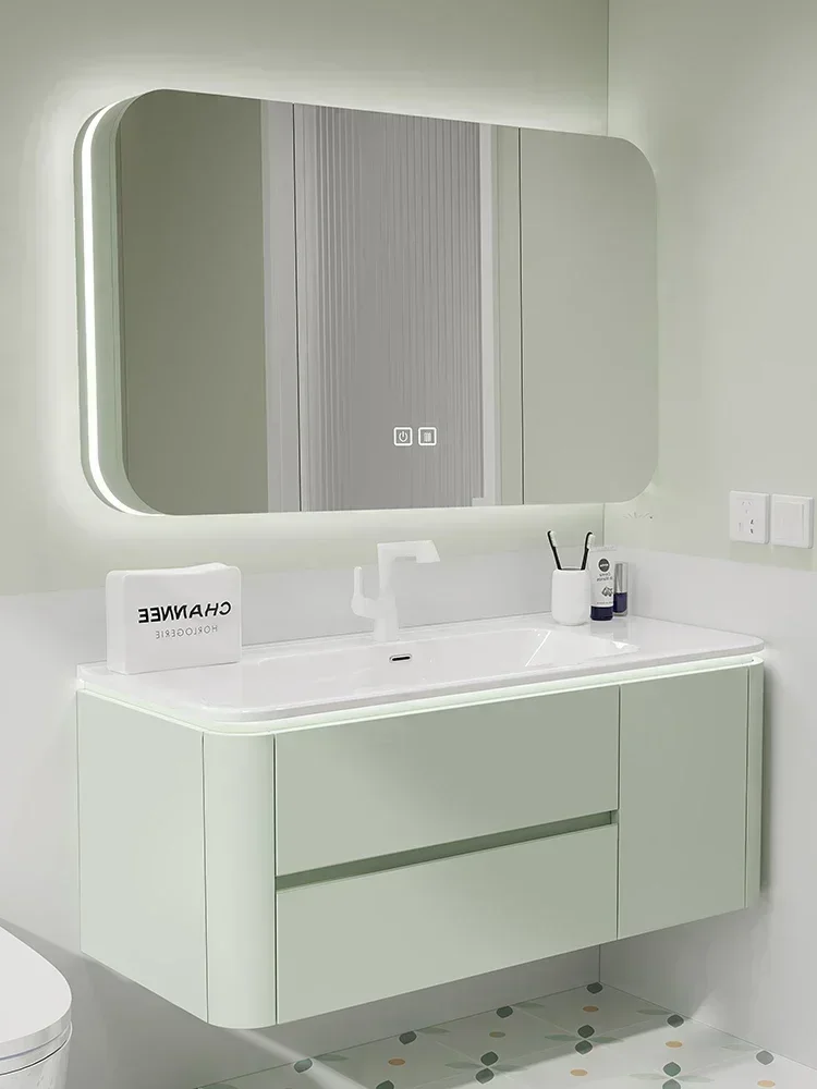 A French Cream Style Bathroom Cabinet Whole Washbin Skin Feeling Arc Wash Basin Bathroom Face Washing Cabinet
