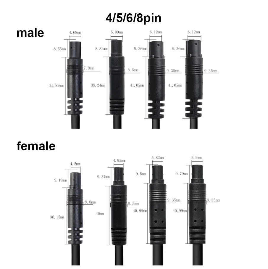 4Pin 5Pin 6Pin 8pin core Car Rear View Camera male female connector extend cord Cable for car Jack wire Recorder Rear Tail line