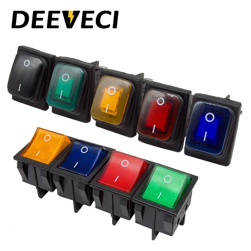 KCD4 12v 220v 30A waterproof heavy duty toggle switch illuminated latching 4pins on off emergency marine rocker switch image 3
