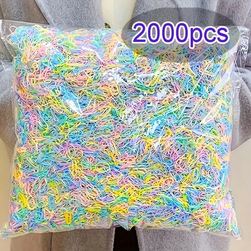 2000Pcs Girls Colorful Small Disposable Hair Bands Elastic Hair Tie Children Ponytail Holder Rubber Bands Kids Hair Accessories