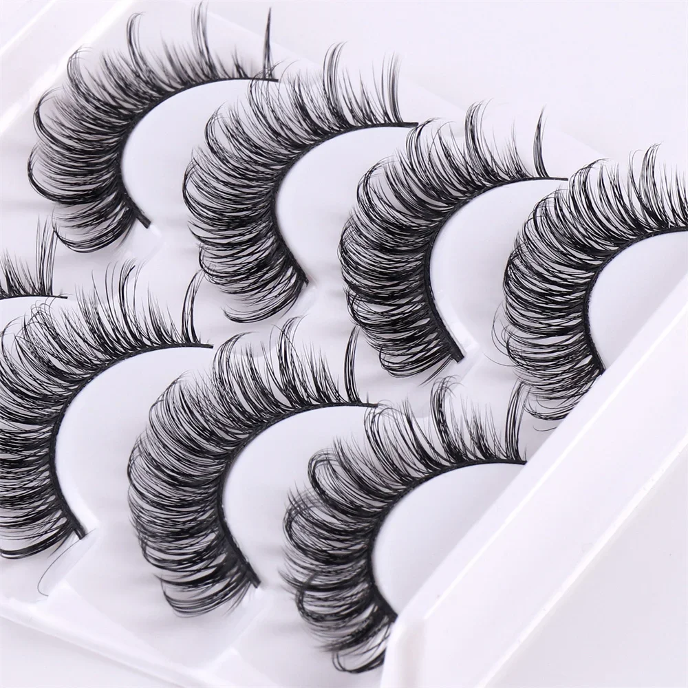 4 Pairs Russian Strip Lashes DD Curl Lashes Faux Mink Lashes 3D Mink Eyelashes Reusable Fluffy False  russian extensions