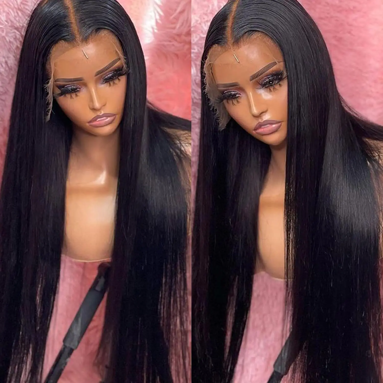 

13X6 13x4 Парики фронта шнурка Человеческие волосы предварительно выщипанные с детскими волосами 42 дюйма 250% плотность Бесклеевые прямые парики фронта шнурка для женщин