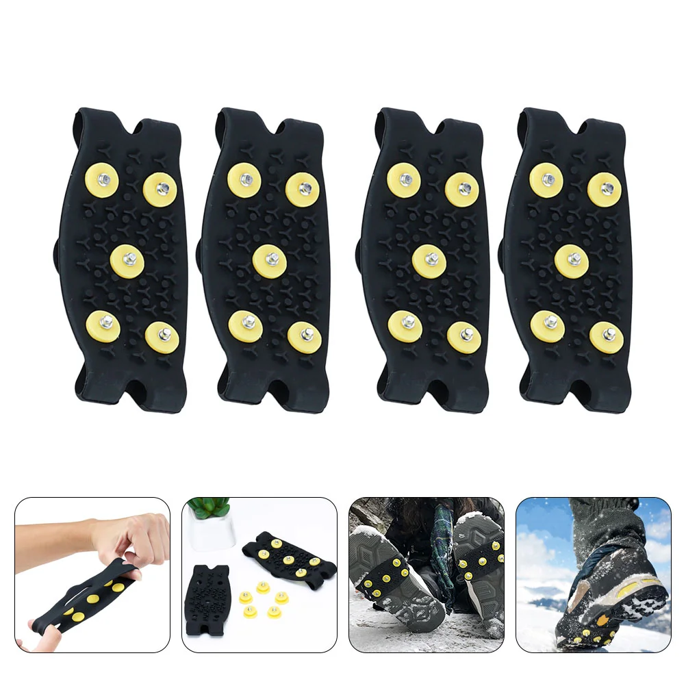 2 Pairs Non-slip Shoe Covers Ice Traction Cleats Outdoor Grippers Boots Spikes Tpe Kids Anti-slip Non-skid
