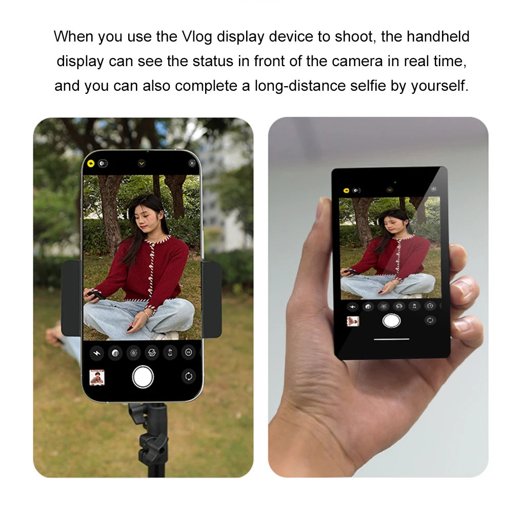 Wireless Magnetic Mount Vlog Selfie Monitor Screen Phone Rear Camera Selfie Video Recording Bluetooth Connection for Live Vlog