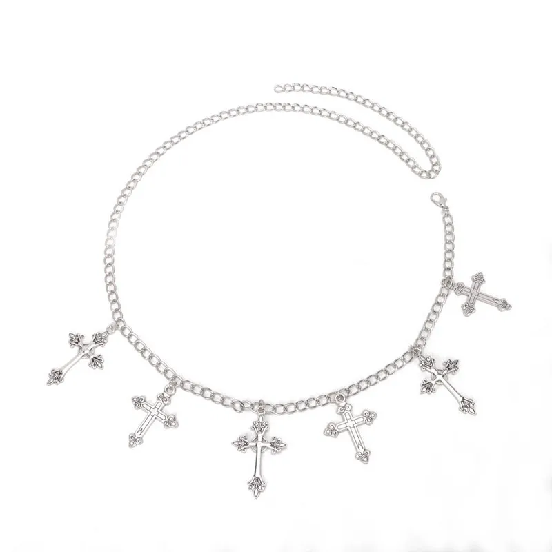 New Fashionable Hollow Belly Chain Waist Chain Metal Cross Ring Belt Women s Personalized Irregular Design Geometric Shape