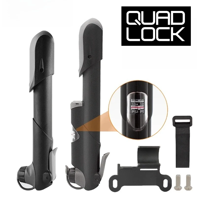 

QUAD LOCK Portable Bicycle Pump Mini Hand Pump Bike Tire Fill Inflator Air Injector with Pressure Gauge