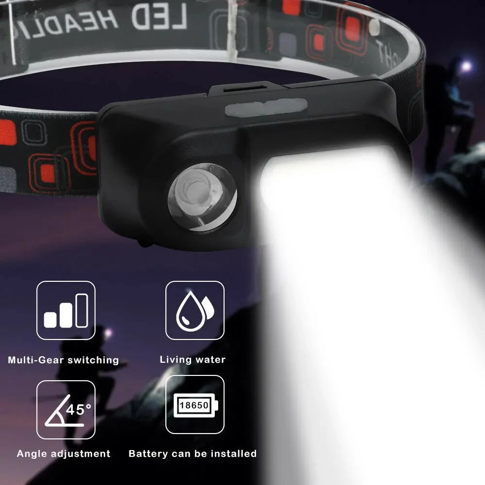 HOMEFISH USB Rechargeable Hands‑Free Head Torch Super Bright Headlamp Christmas Stocking Stuffer Outdoor‑Work Gift